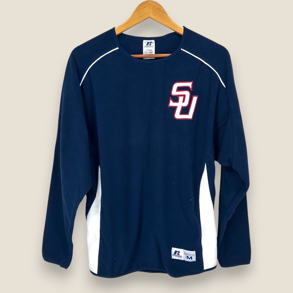 Vintage Samford Bulldogs Russel Athletic Fleece Pullover Men Medium Navy 90s